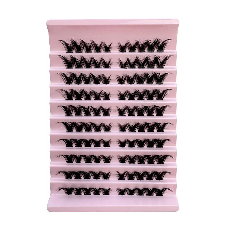 DIY Fox Eye Lash Clusters – D Curl Fluffy Wispy Segmented Individual Eyelashes, Natural Volume False Lashes Extension Kit for Home Self-Application